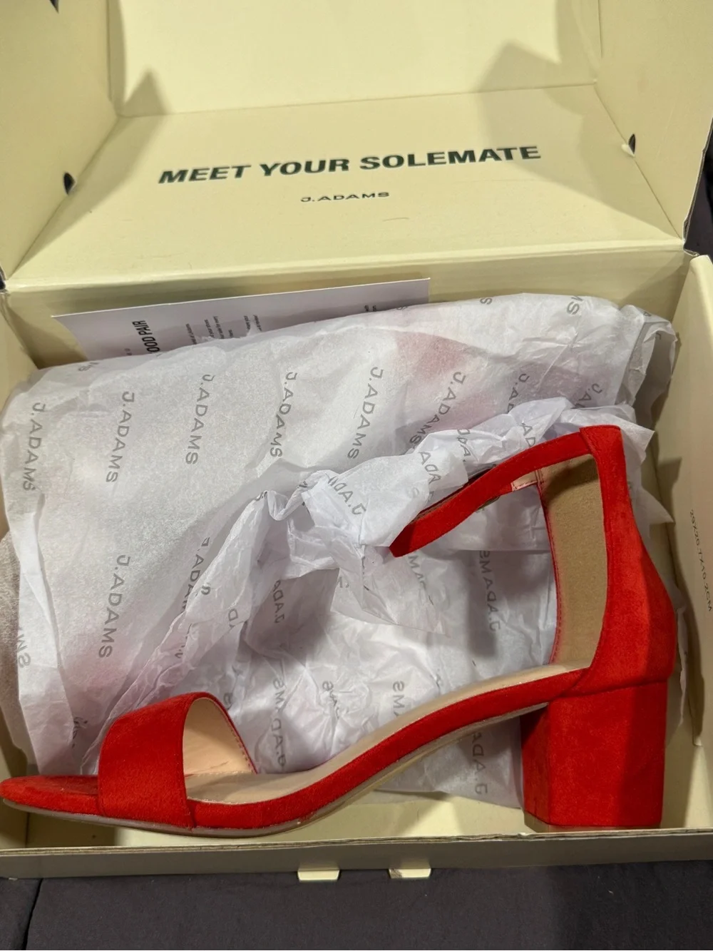 J.Adams Red Open-Toe Ankle Strap Heels